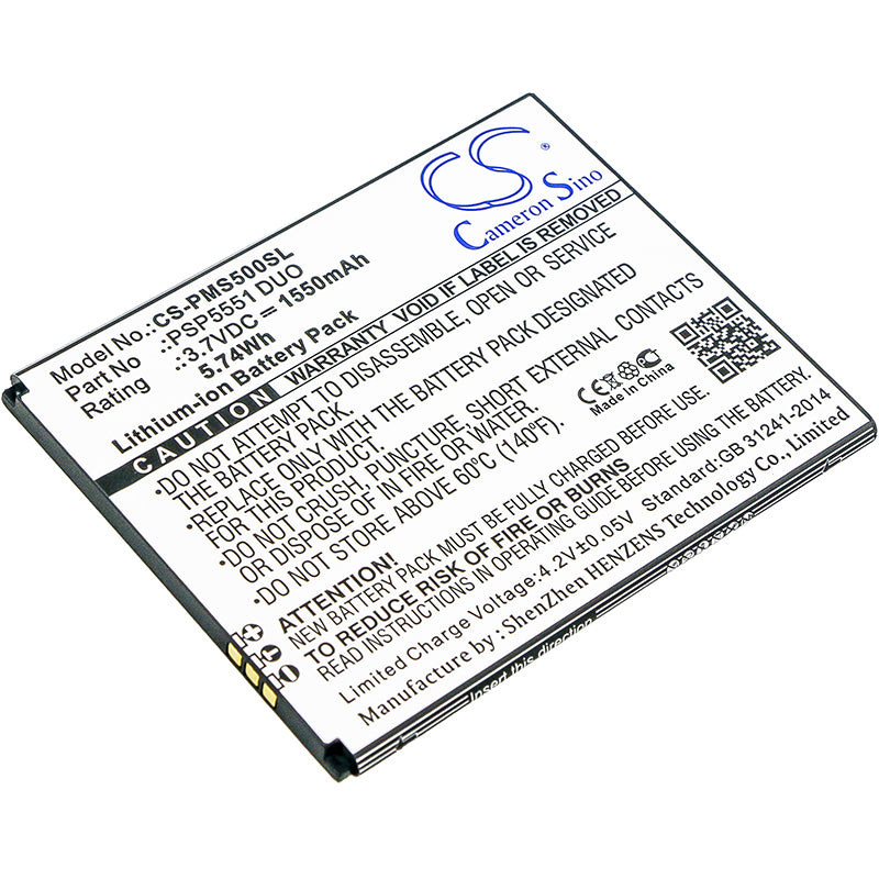 3.7V 1550mAh/5.74Wh Li-ion Mobile/SmartPhone Battery for Prestigio