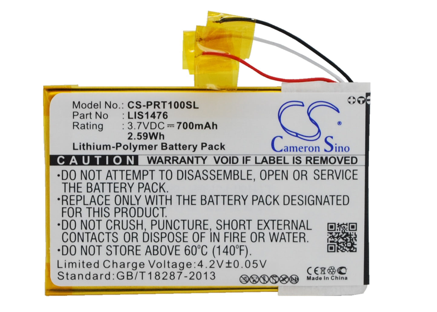 3.7V 700mAh/2.59Wh Li-Polymer Ebook/eReader Battery for Sony