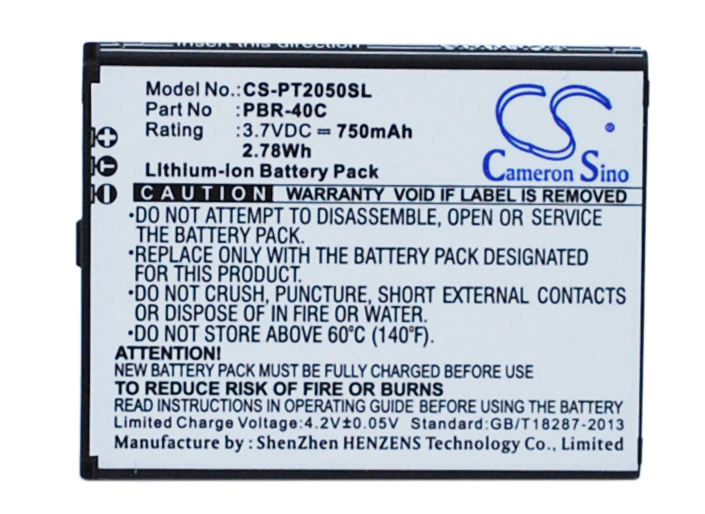 3.7V 750mAh/2.78Wh Li-ion Mobile/SmartPhone Battery for Pantech