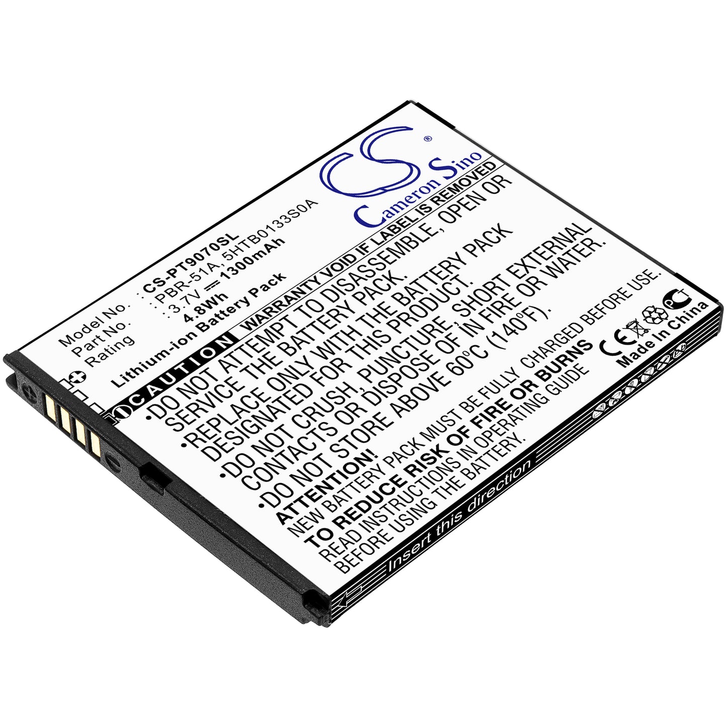 3.7V 1300mAh Li-ion Mobile/SmartPhone Battery for Pantech