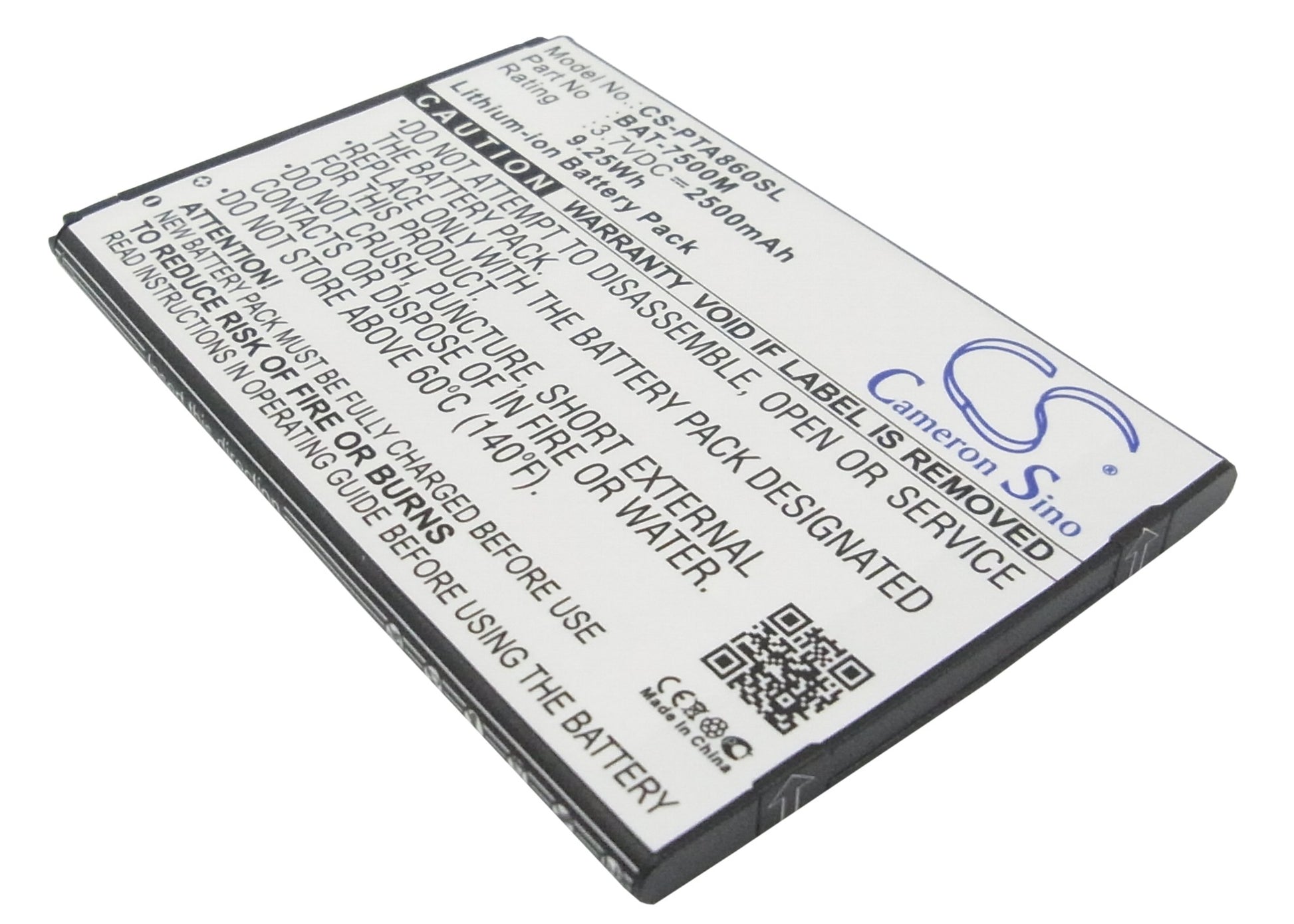 3.7V 2500mAh/9.25Wh Li-ion Mobile/SmartPhone Battery for Pantech