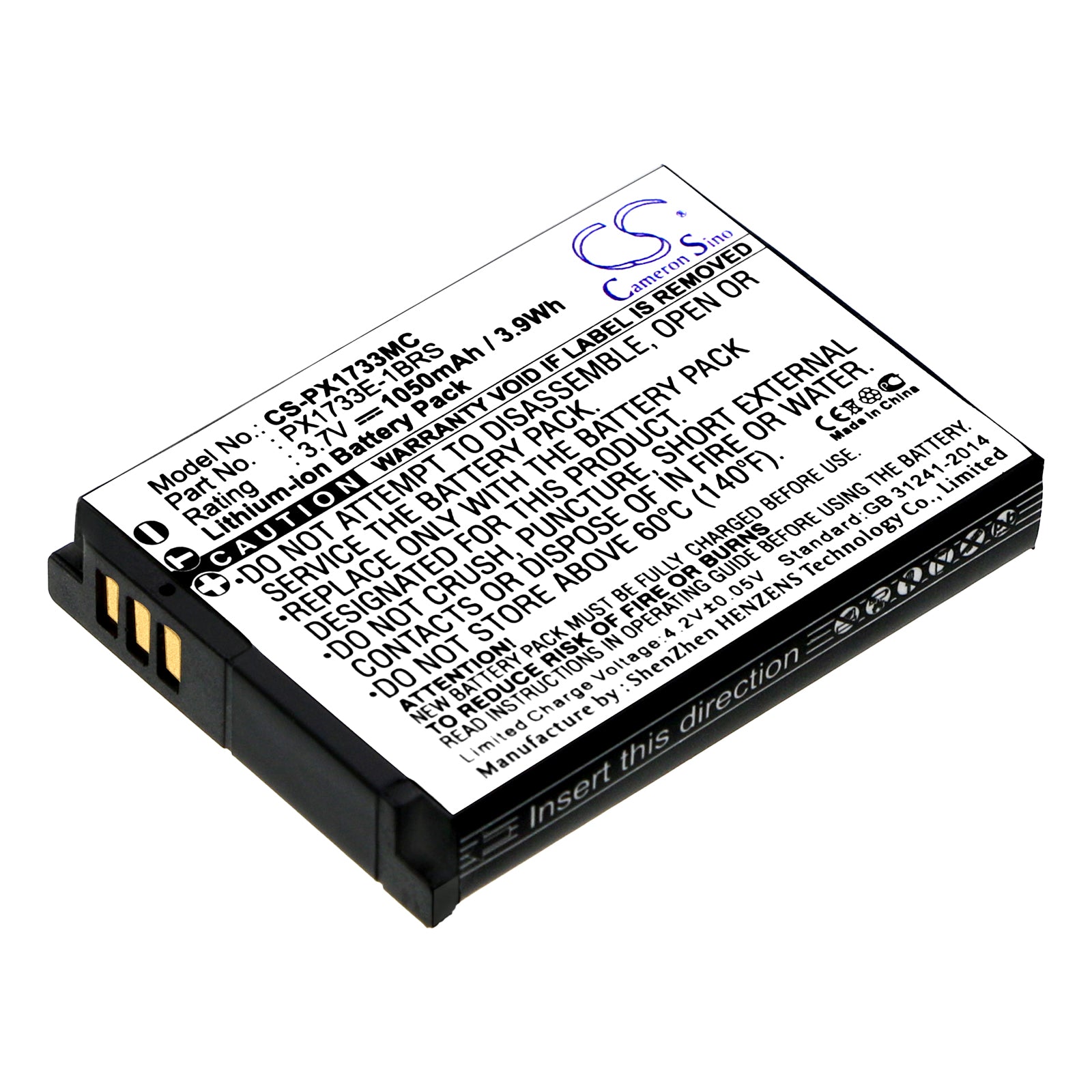 3.7V 1050mAh x 3.9Wh Li-ion Camera Battery for Toshiba