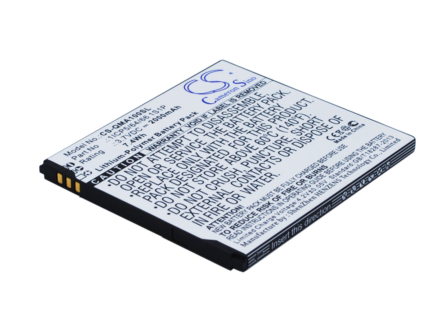 3.7V 2000mAh/7.40Wh Li-Polymer Mobile/SmartPhone Battery for Qmobile
