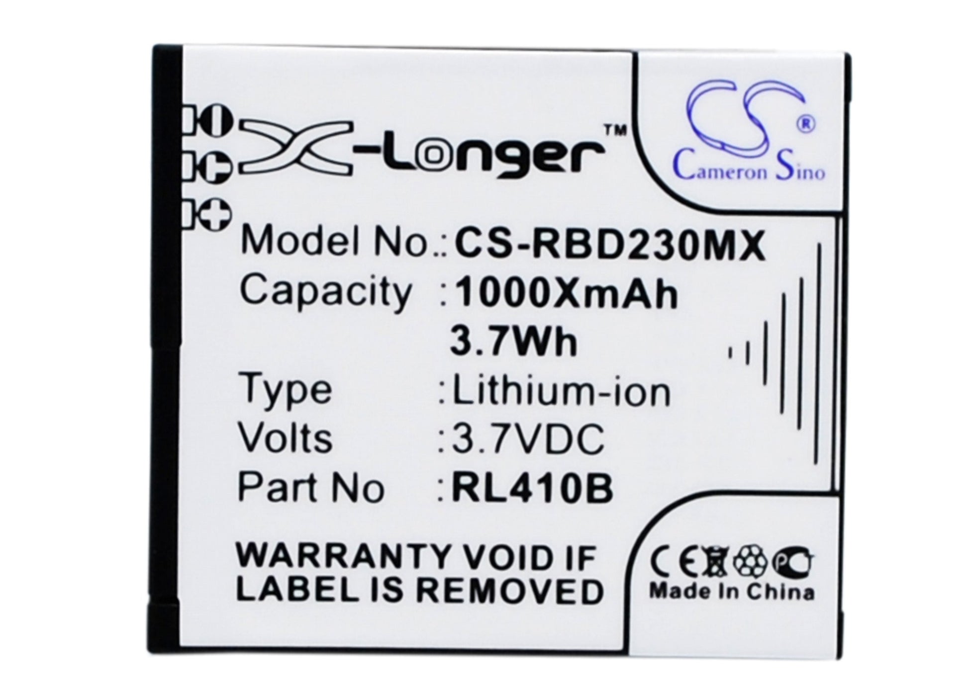 3.7V 1000mAh/3.70Wh Li-ion Camera Battery for Rollei