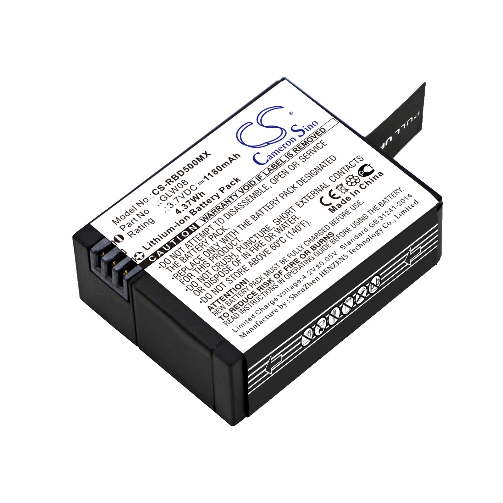 3.7V 1180mAh/4.37Wh Li-ion Camera Battery for Rollei