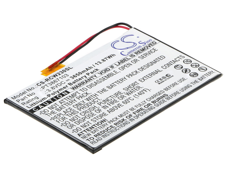 3.8VV 3650mAh/13.87Wh Li-Polymer Tablet Battery for RCA
