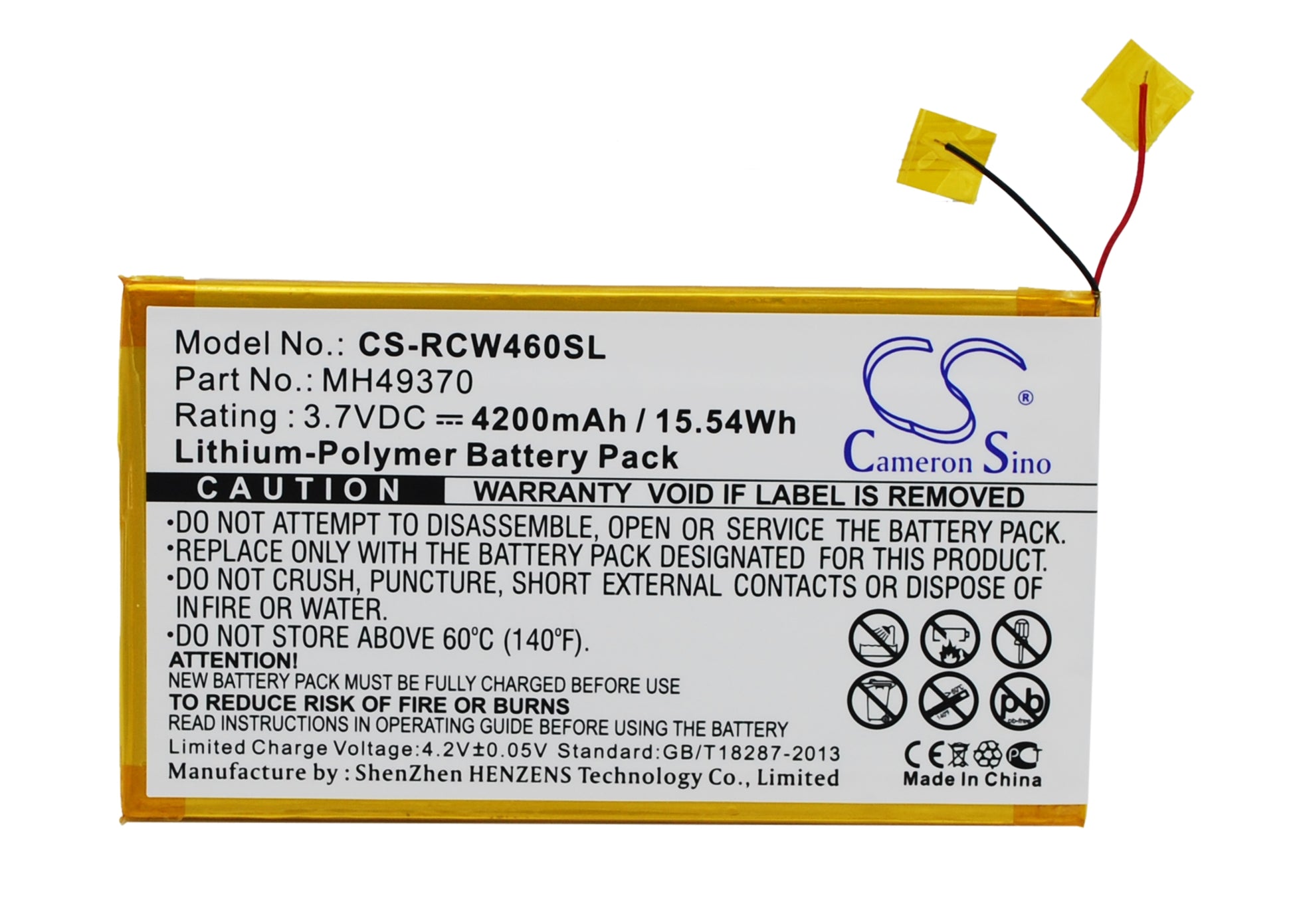 3.7VV 4200mAh/15.54Wh Li-Polymer Tablet Battery for RCA