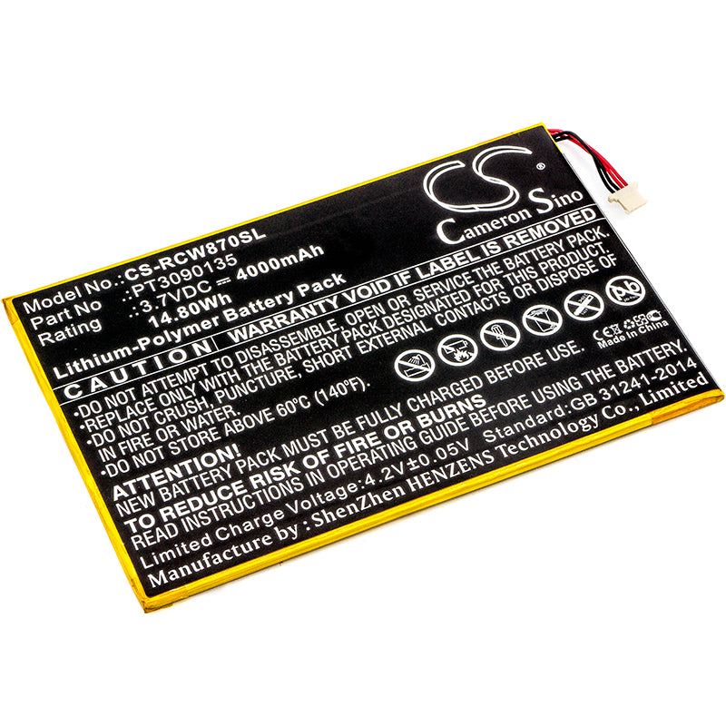 3.7V 4000mAh/14.80Wh Li-Polymer Tablet Battery for RCA