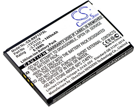 3.7V 1400mAh/5.18Wh Li-ion Smart Home Battery for Renkforce