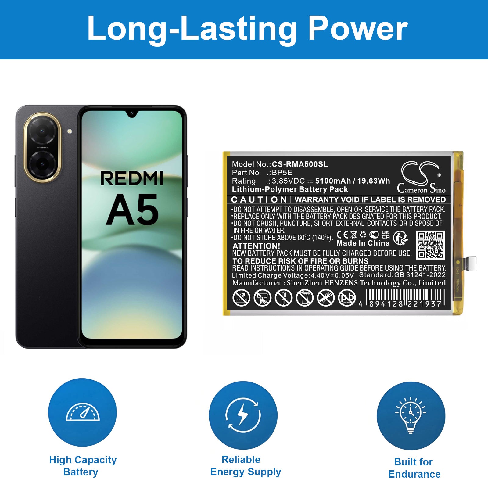 CS-RMA500SL Replacement Battery – Compatible with A5 4G