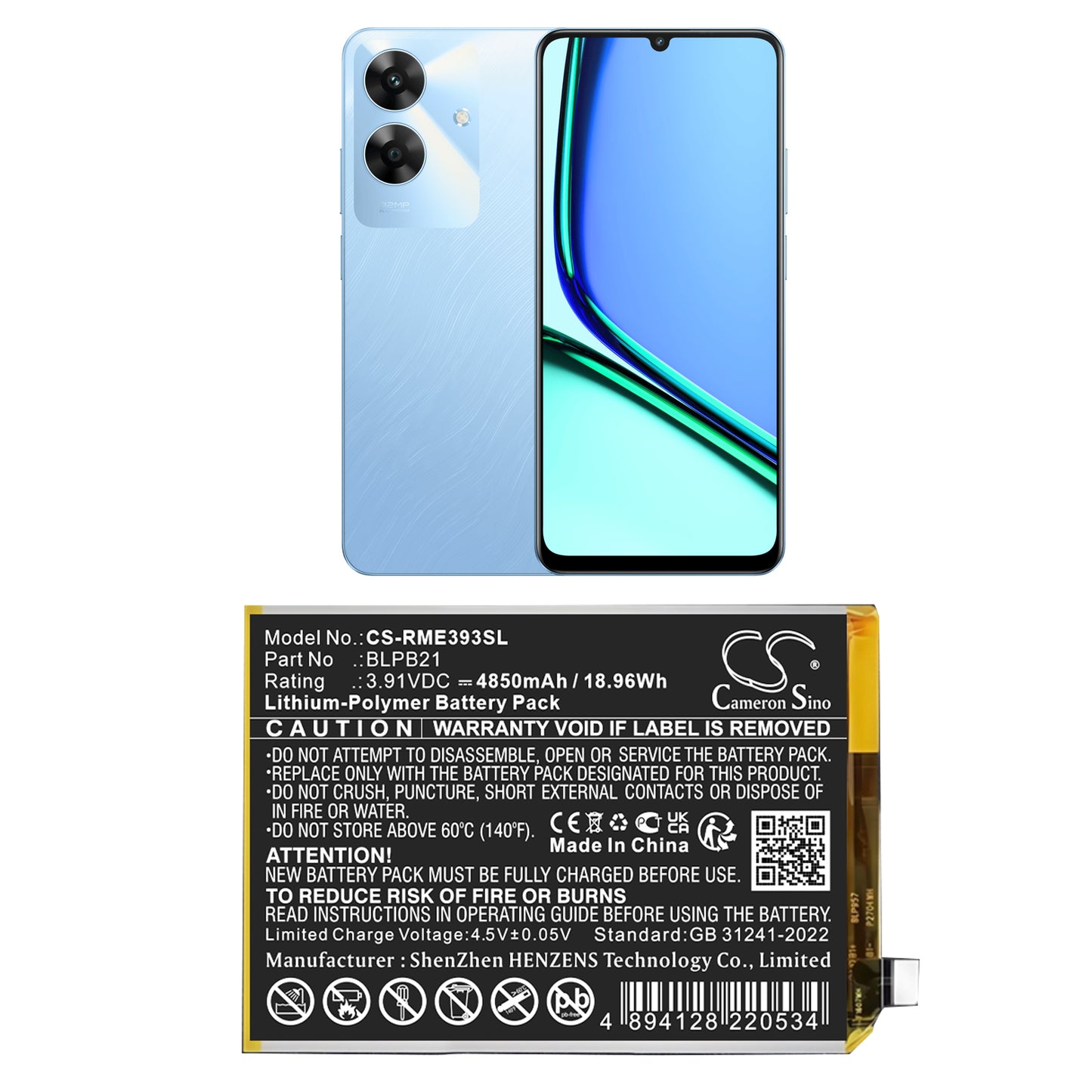 CS-RME393SL Replacement Battery – Compatible with Note 60, Note 60x, RMX3933, RMX3938