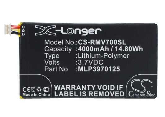 3.7V 4000mAh Li-PolymerBATTERY VERIZON Elipsis QMV7A 7inElipsis QMV7B