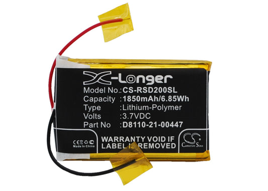 3.7V 1850mAh/6.85Wh Li-Polymer DAB Digital Battery for Roberts