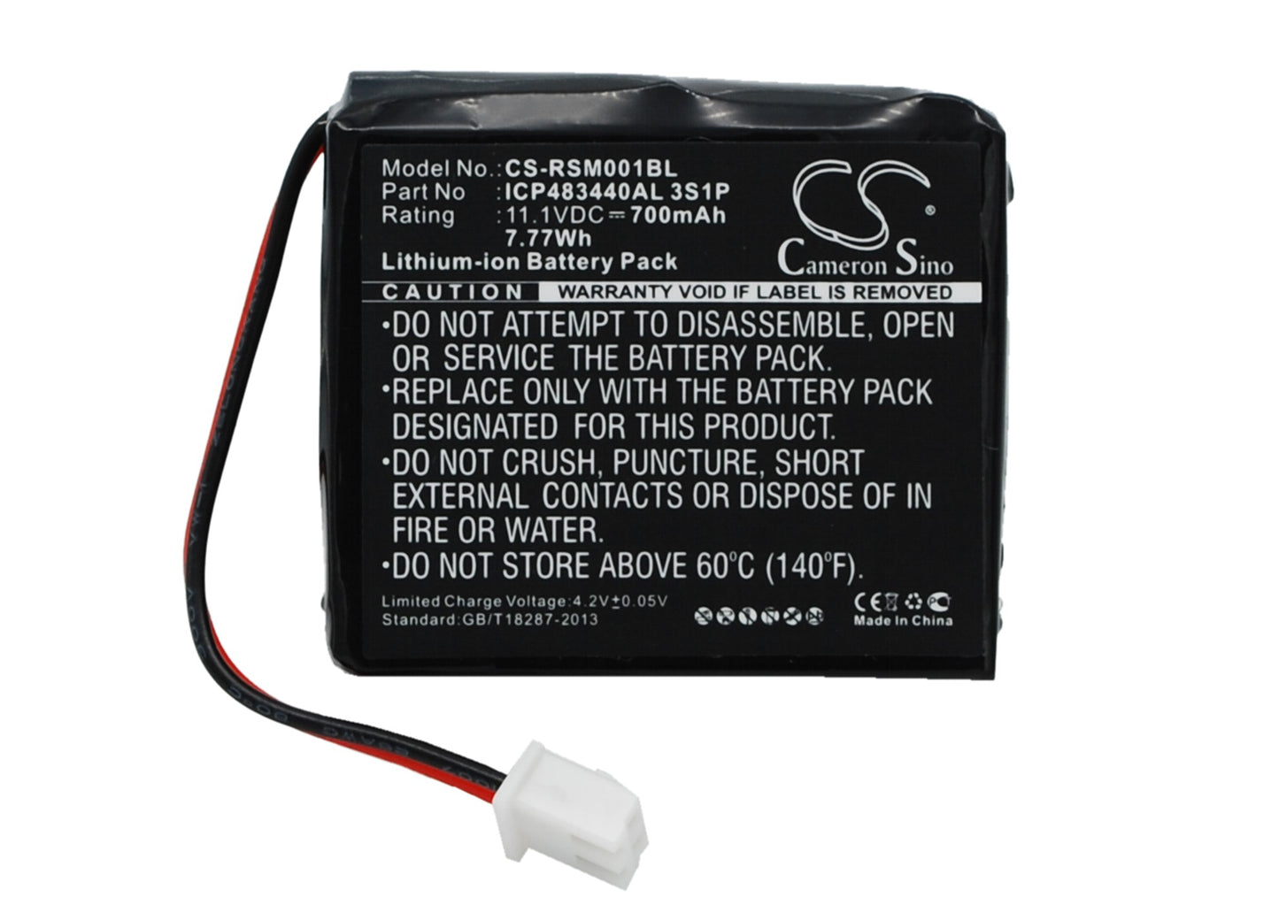 11.1V 700mAh/7.77Wh Li-ion Payment Terminal Battery for Ratiotec