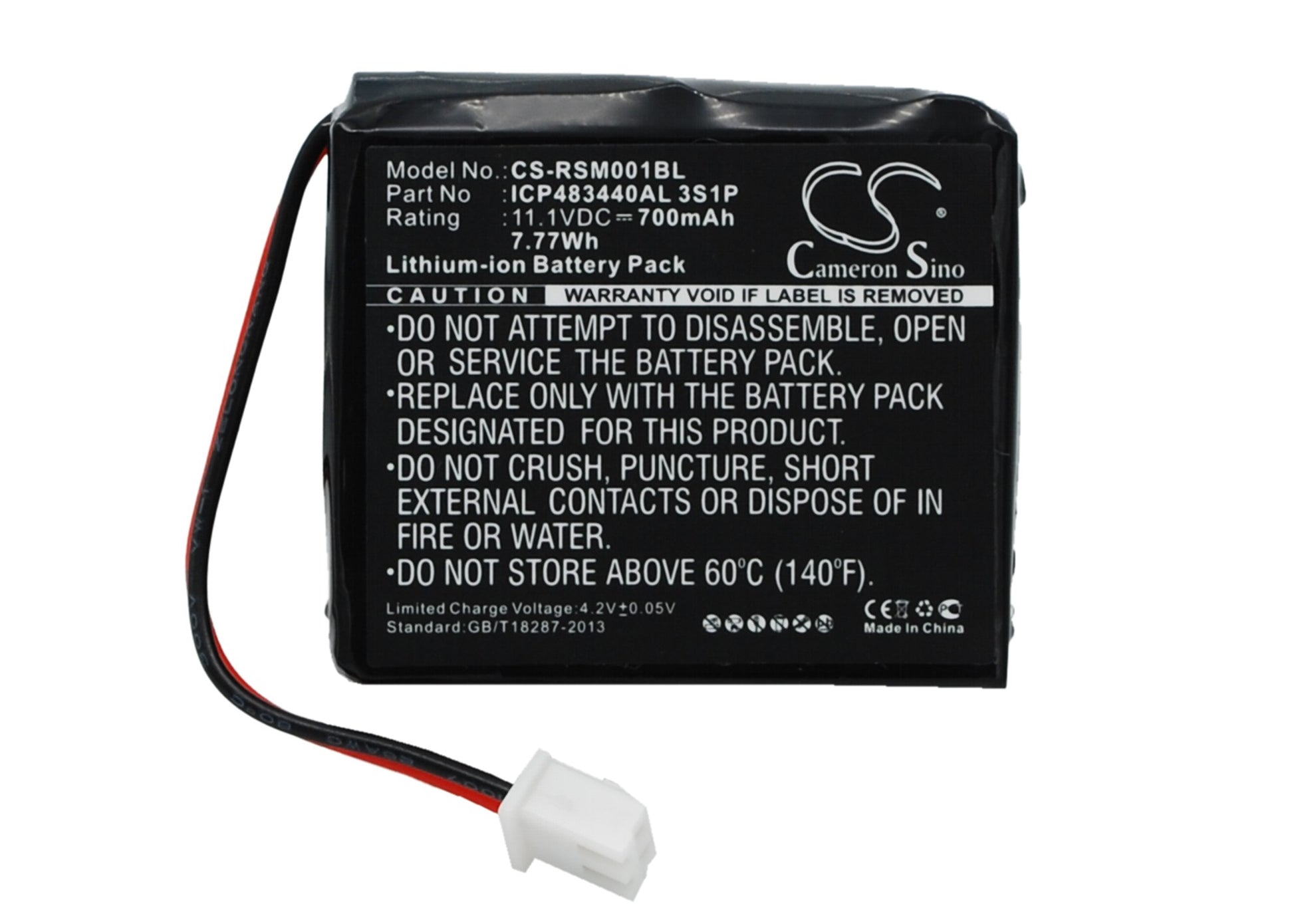 11.1V 700mAh/7.77Wh Li-ion Payment Terminal Battery for Ratiotec