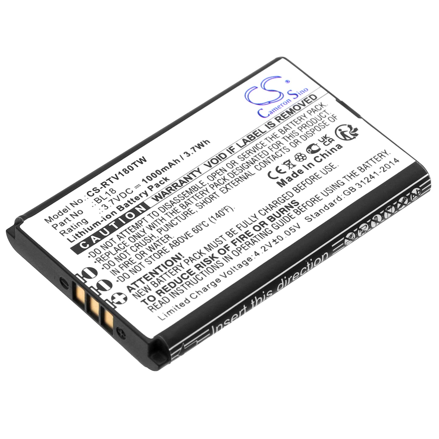 CS-RTV180TW Replacement Battery – Compatible with RT18, RT618