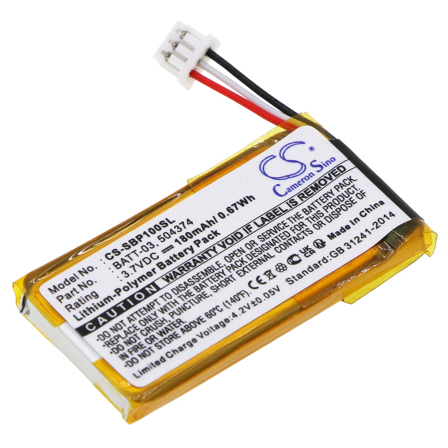 3.7V 180mAh/0.67Wh Li-Polymer Wireless Headset Battery for Sennheiser