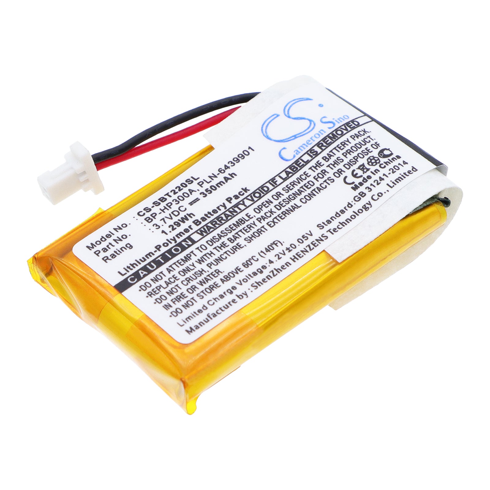 3.7V 350mAh/1.29Wh Li-Polymer Wireless Headset Battery for Sony