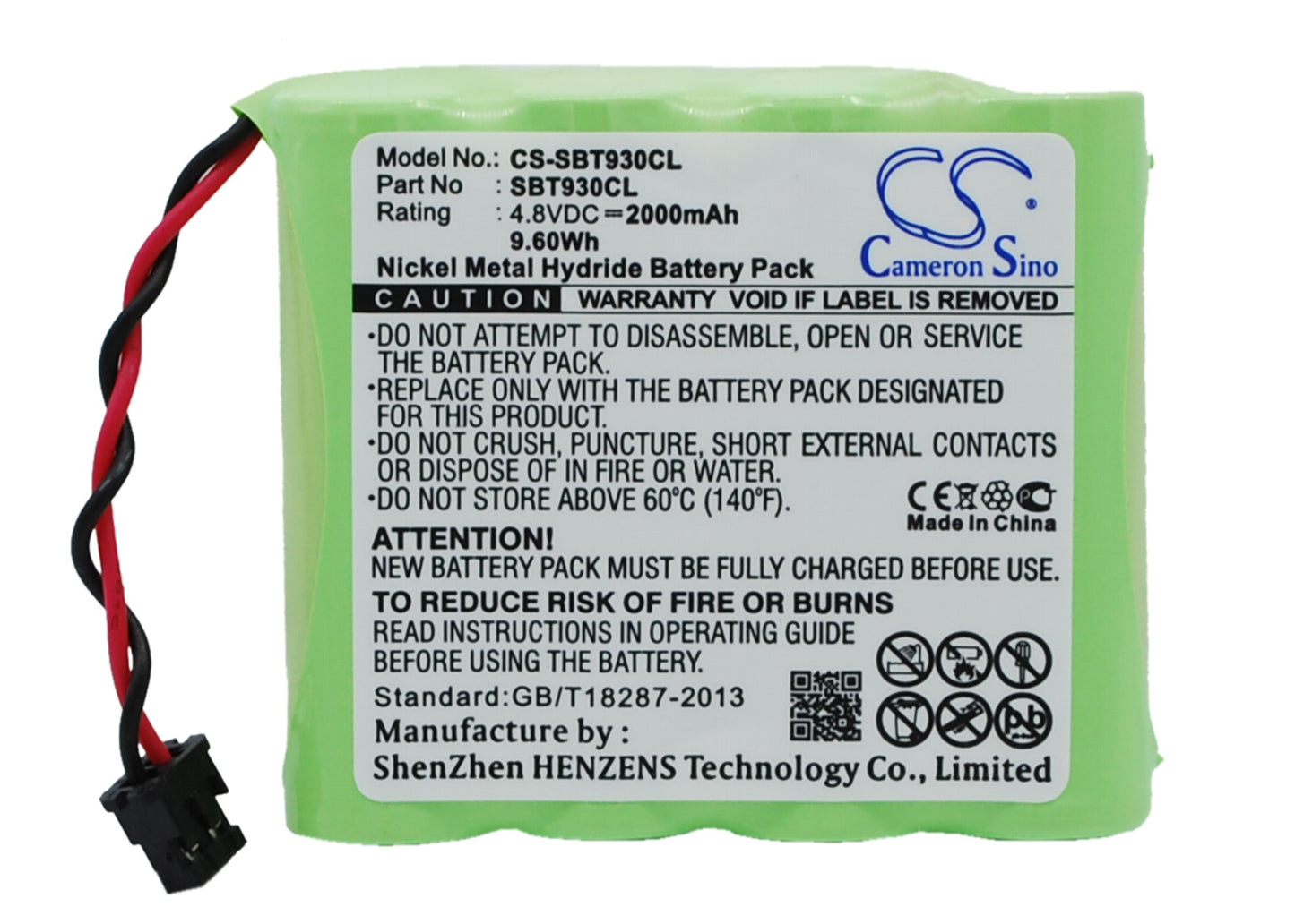 4.8V 2000mAh/9.60Wh Ni-MH Cordless Phone Battery for Sony
