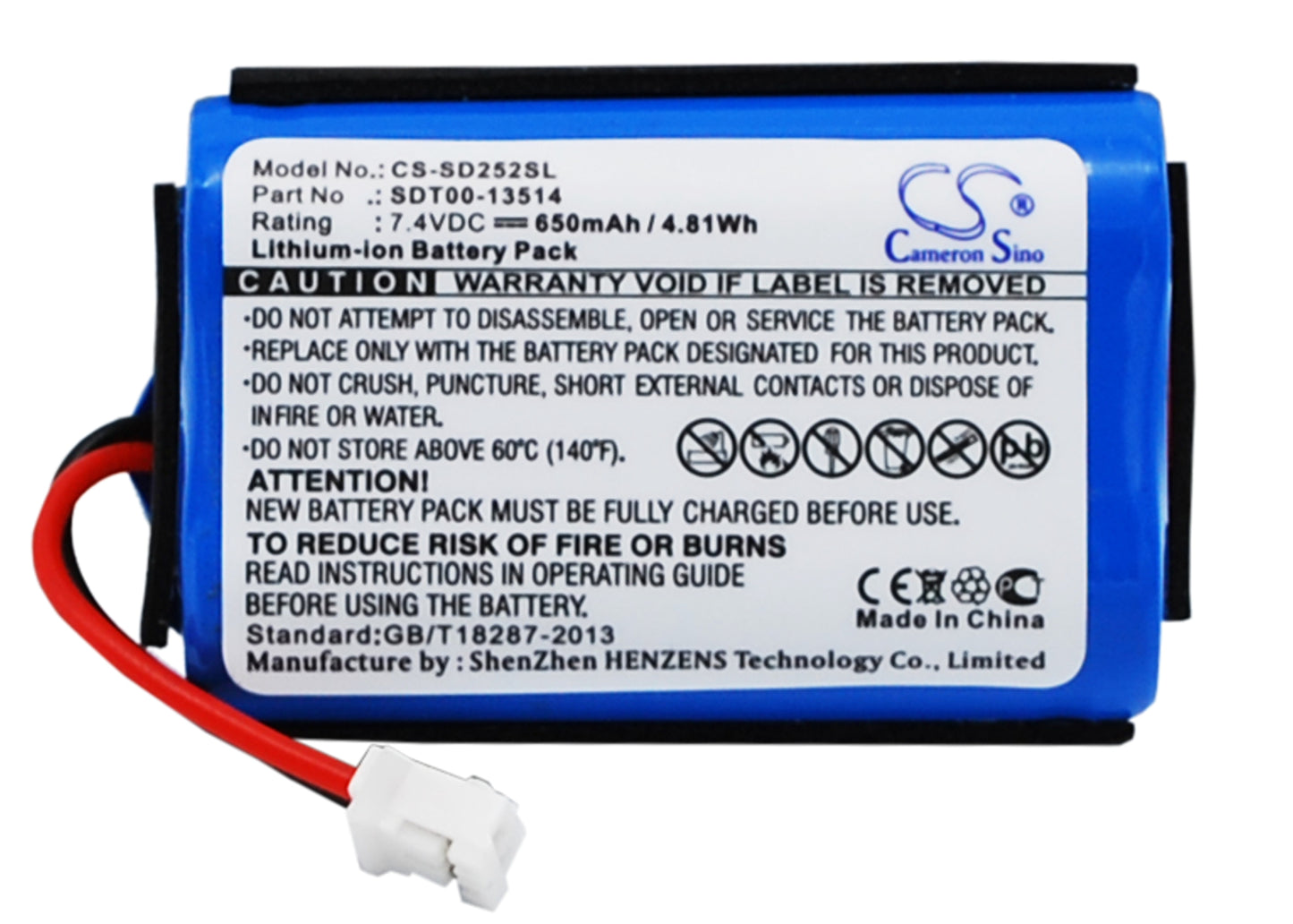 7.4V 650mAh/4.81Wh Li-ion Dog Collar Battery for Sportdog