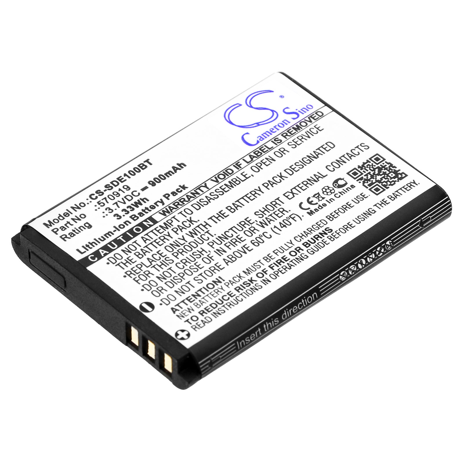 3.7V 900mAh/3.33Wh Li-ion Alarm System Battery for SEDEA