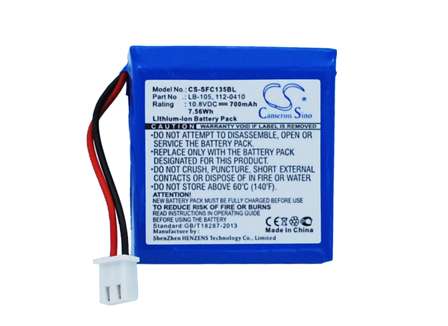 10.8V 700mAh/7.56Wh Li-ion Payment Terminal Battery for Safescan