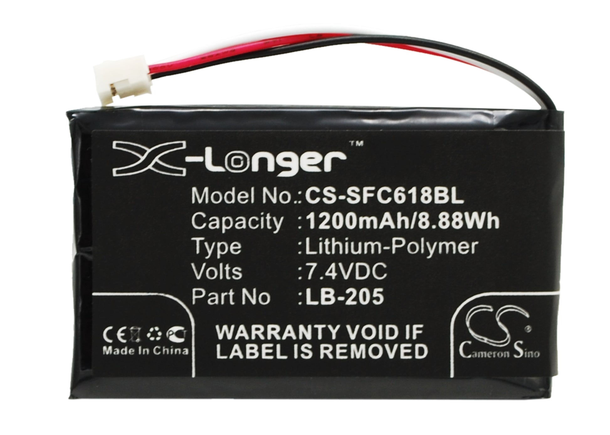 7.4V 1200mAh/8.88Wh Li-Polymer Payment Terminal Battery for Safescan