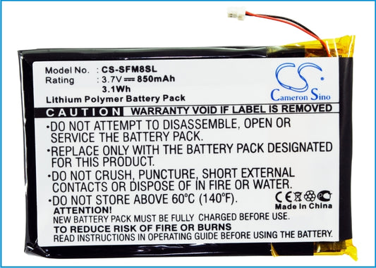3.7V 850mAh Li-Polymer MP3/MP4/PMP Battery for JNC