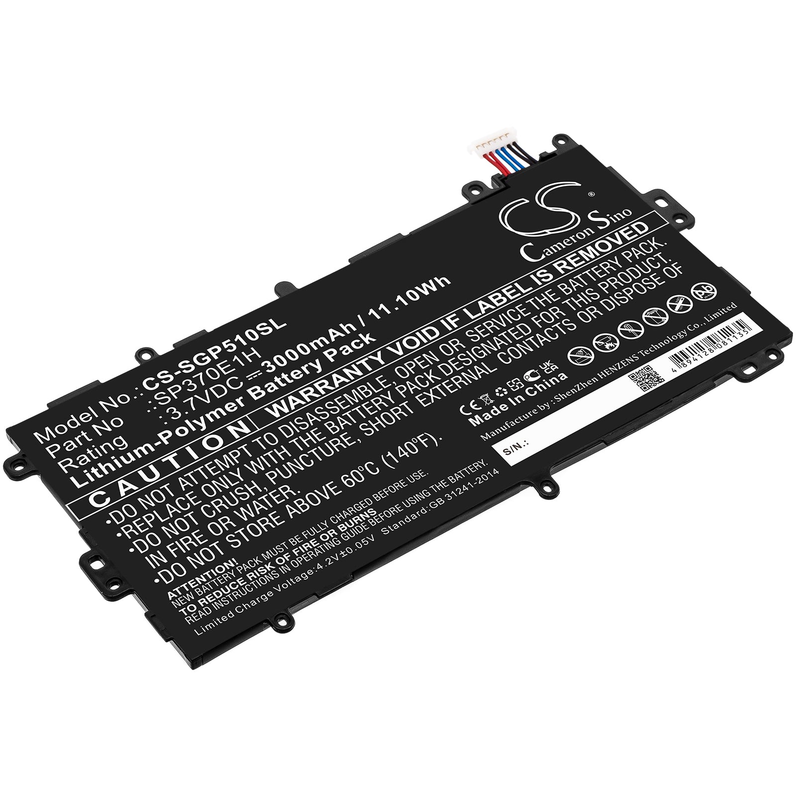 3.7V 4600mAh/17.02Wh Li-Polymer Tablet Battery for Samsung