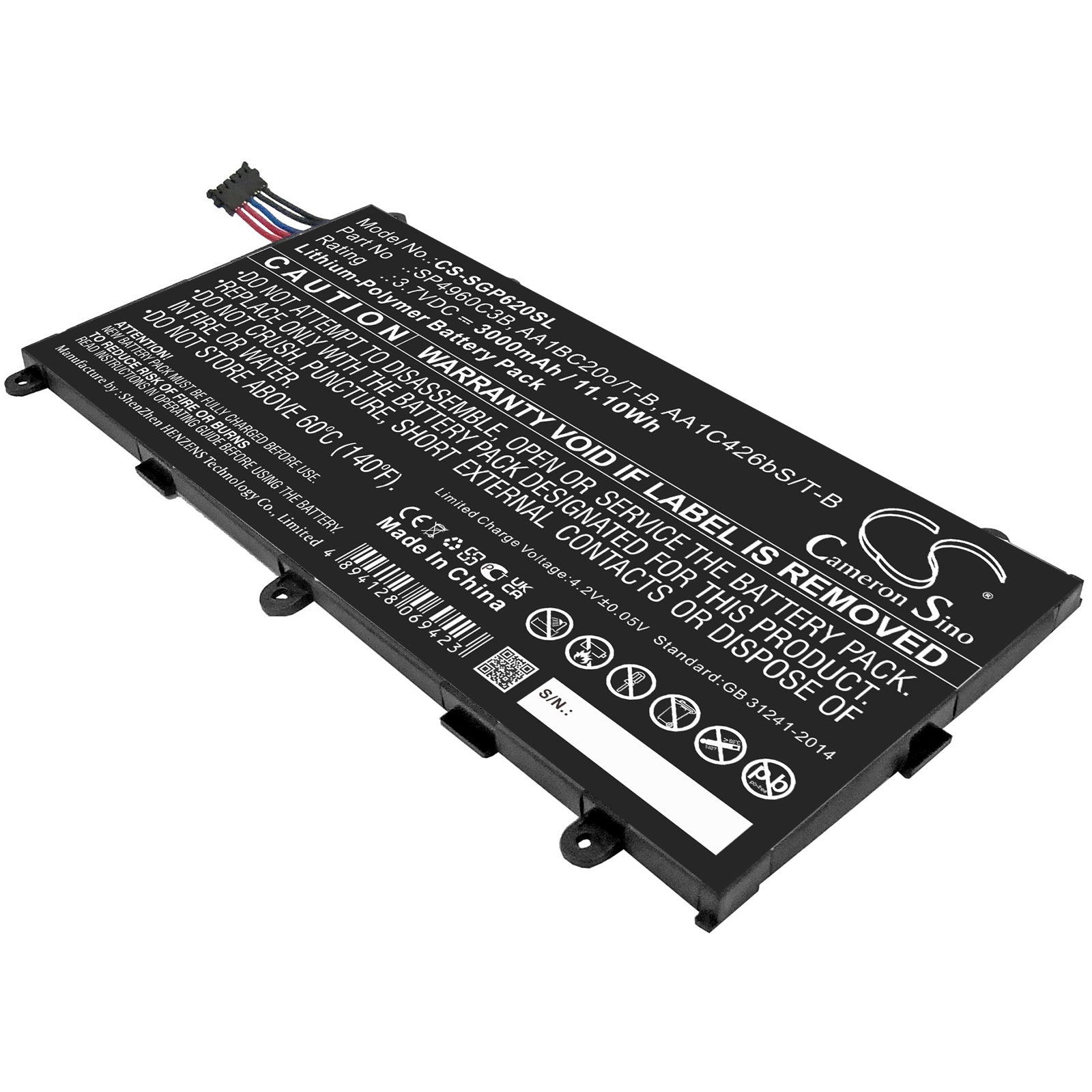 3.7V 4000mAh/14.80Wh Li-Polymer Tablet Battery for Samsung