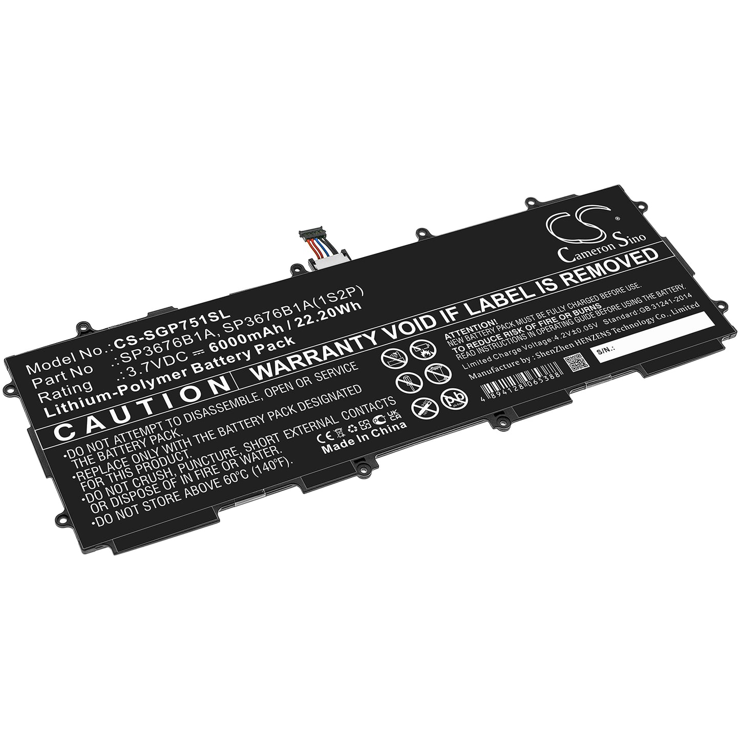 3.7V 7000mAh/25.90Wh Li-Polymer Tablet Battery for Samsung