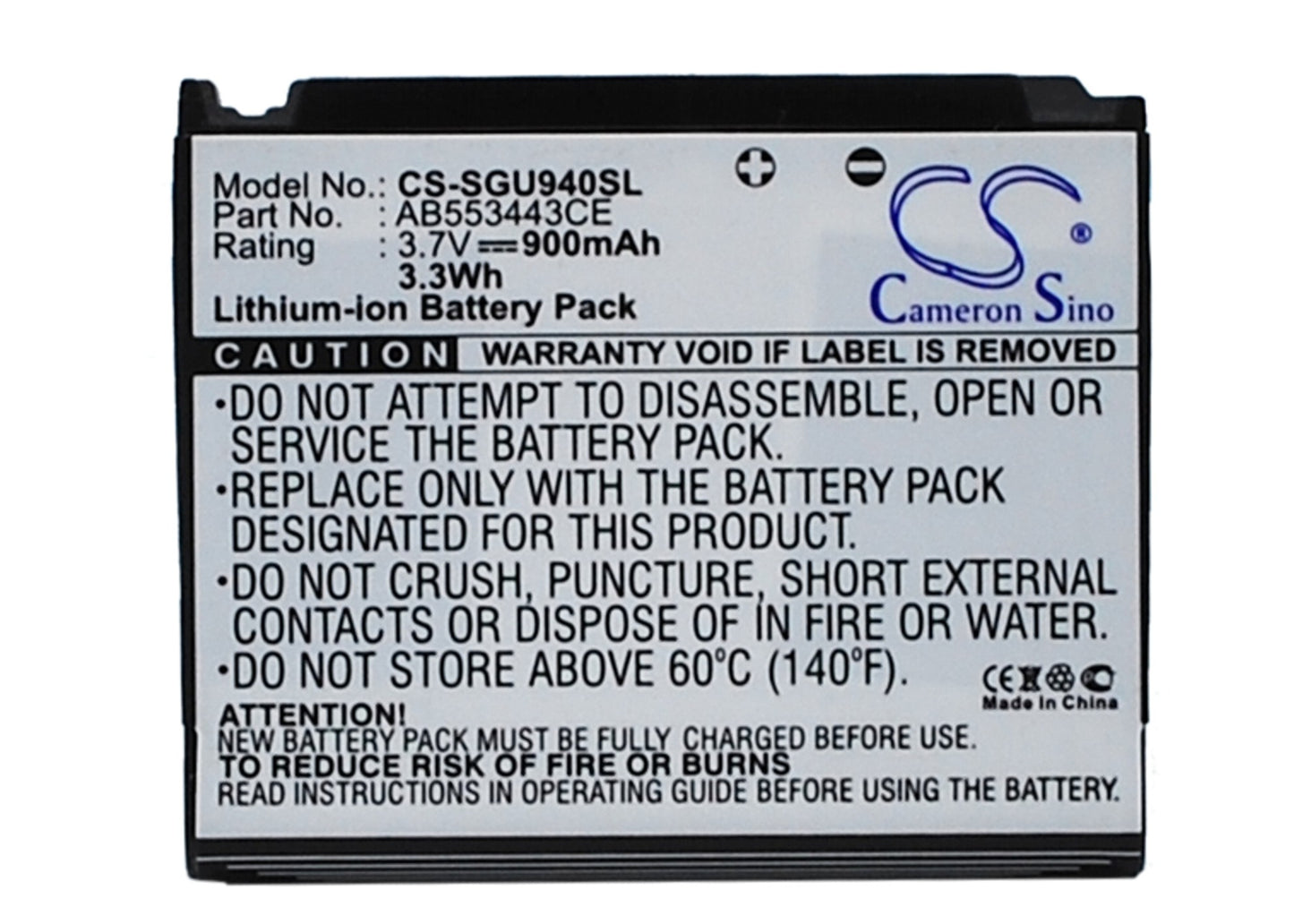 3.7V 900mAh Li-ion Mobile/SmartPhone Battery for Samsung