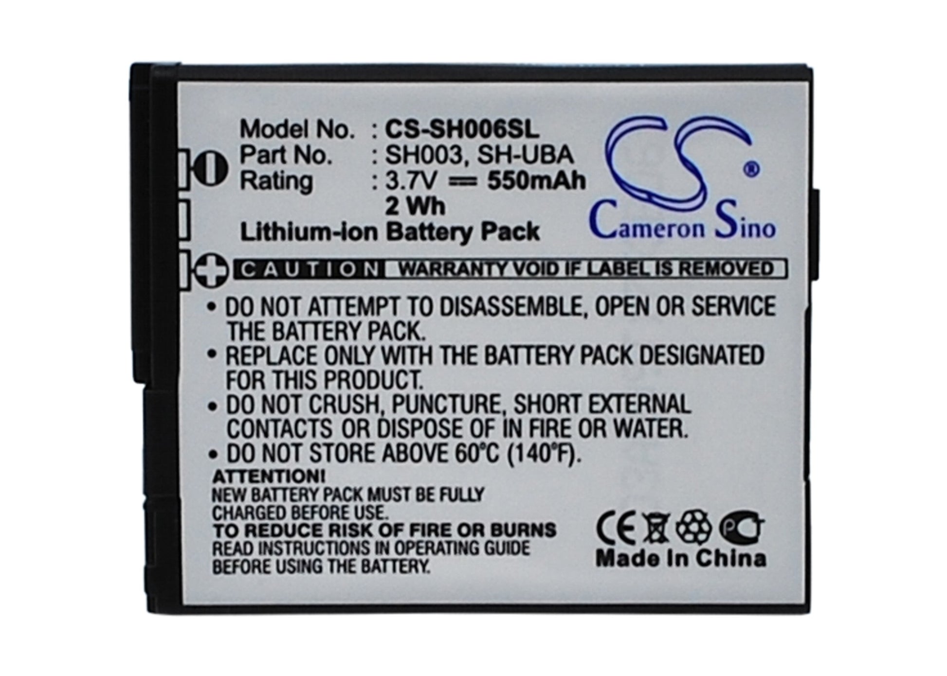 3.7V 550mAh Li-ion Mobile/SmartPhone Battery for Sharp