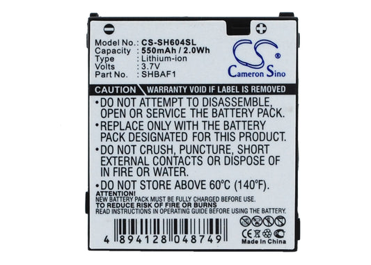 3.7V 550mAh Li-ion Mobile/SmartPhone Battery for Sharp