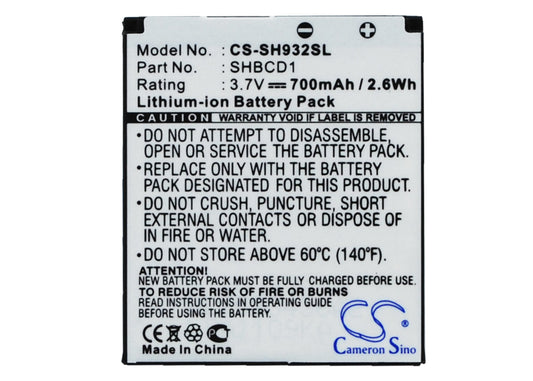 3.7V 700mAh Li-ion Mobile/SmartPhone Battery for Sharp