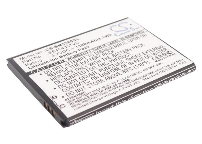 3.7V 1100mAh/4.1Wh Li-ion Mobile/SmartPhone Battery for Samsung