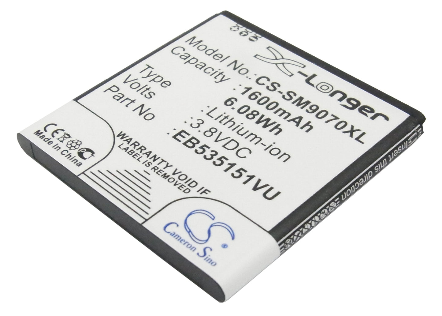3.8V 1600mAh/6.08Wh Li-ion Mobile/SmartPhone Battery for Samsung