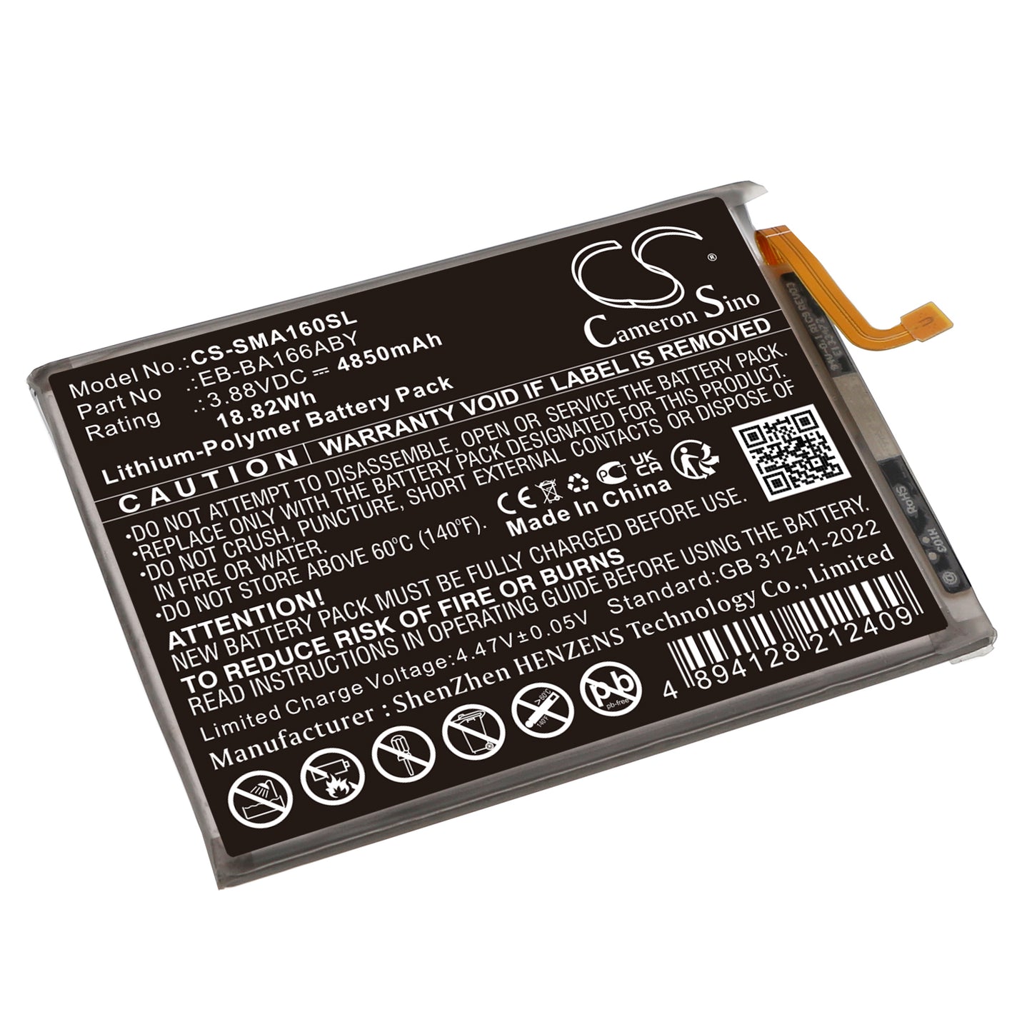 CS-SMA160SL Replacement Battery – Compatible with Galaxy A16 5G, SM-A166B, SM-A166B/DS, SM-A166E, SM-A166E/DS, SM-A166P, SM-A166P/DS
