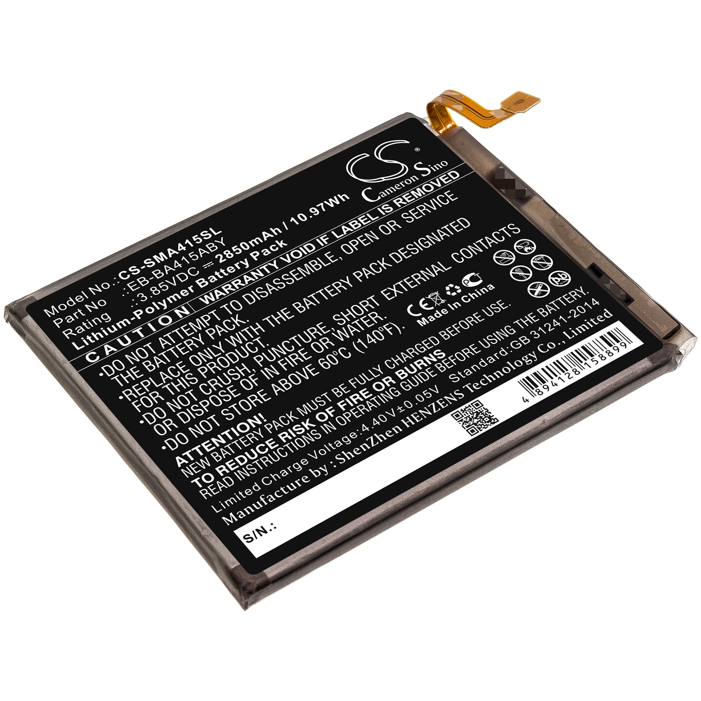CS-SMA415SL Replacement Battery – Compatible with Galaxy A41 2020, SC-41A, SCV48, SM-A415, SM-A415D, SM-A415F/DS, SM-A415F/DSN, SM-A415J