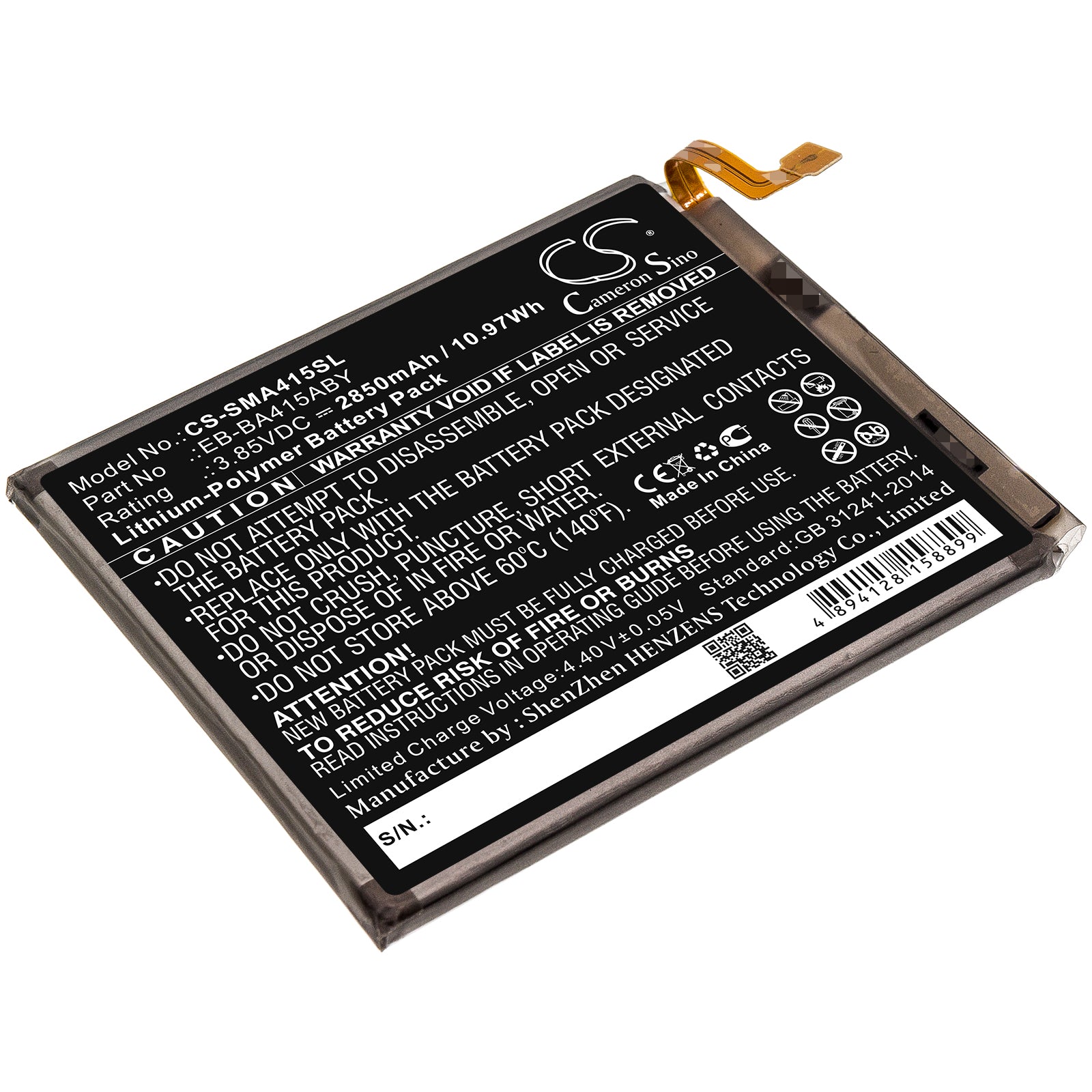 CS-SMA415SL Replacement Battery – Compatible with Galaxy A41 2020, SC-41A, SCV48, SM-A415, SM-A415D, SM-A415F/DS, SM-A415F/DSN, SM-A415J