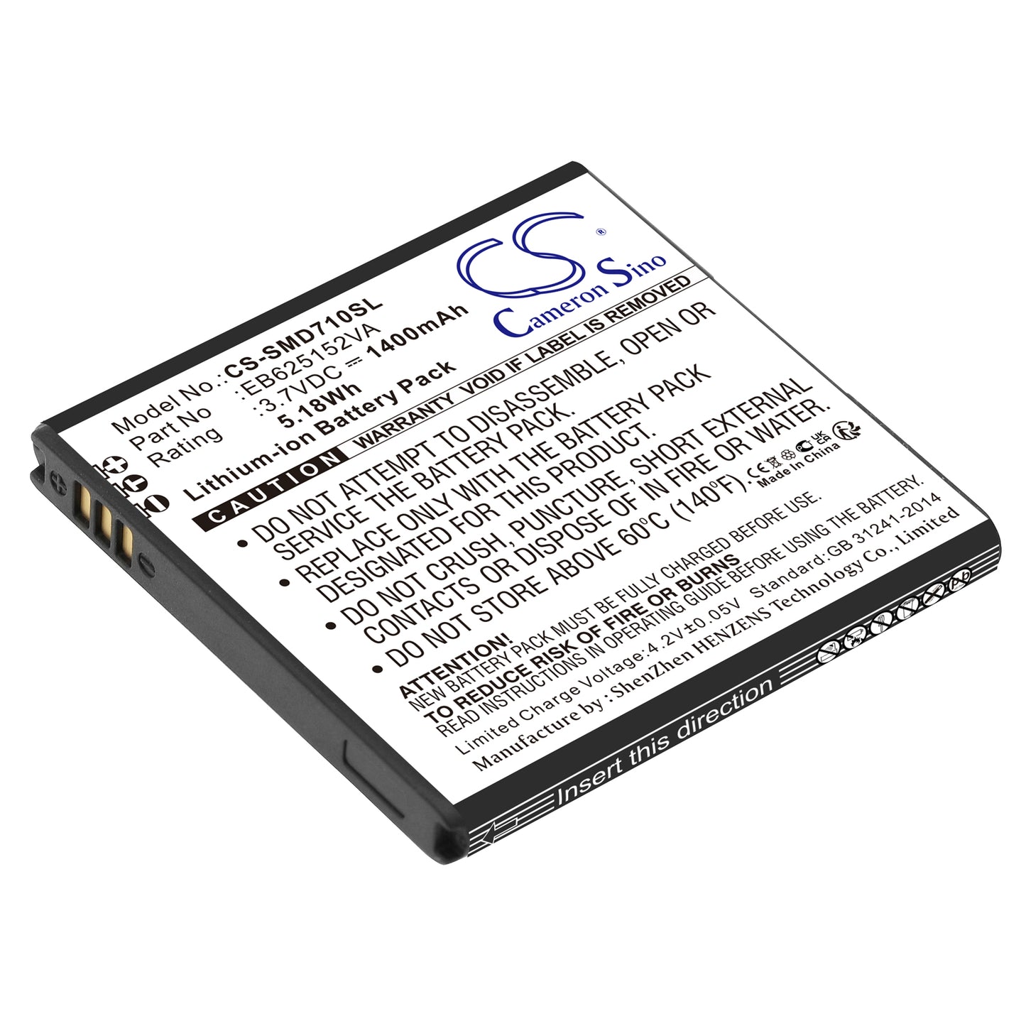 3.7V 1800mAh/6.66Wh Li-ion Mobile/SmartPhone Battery for Samsung