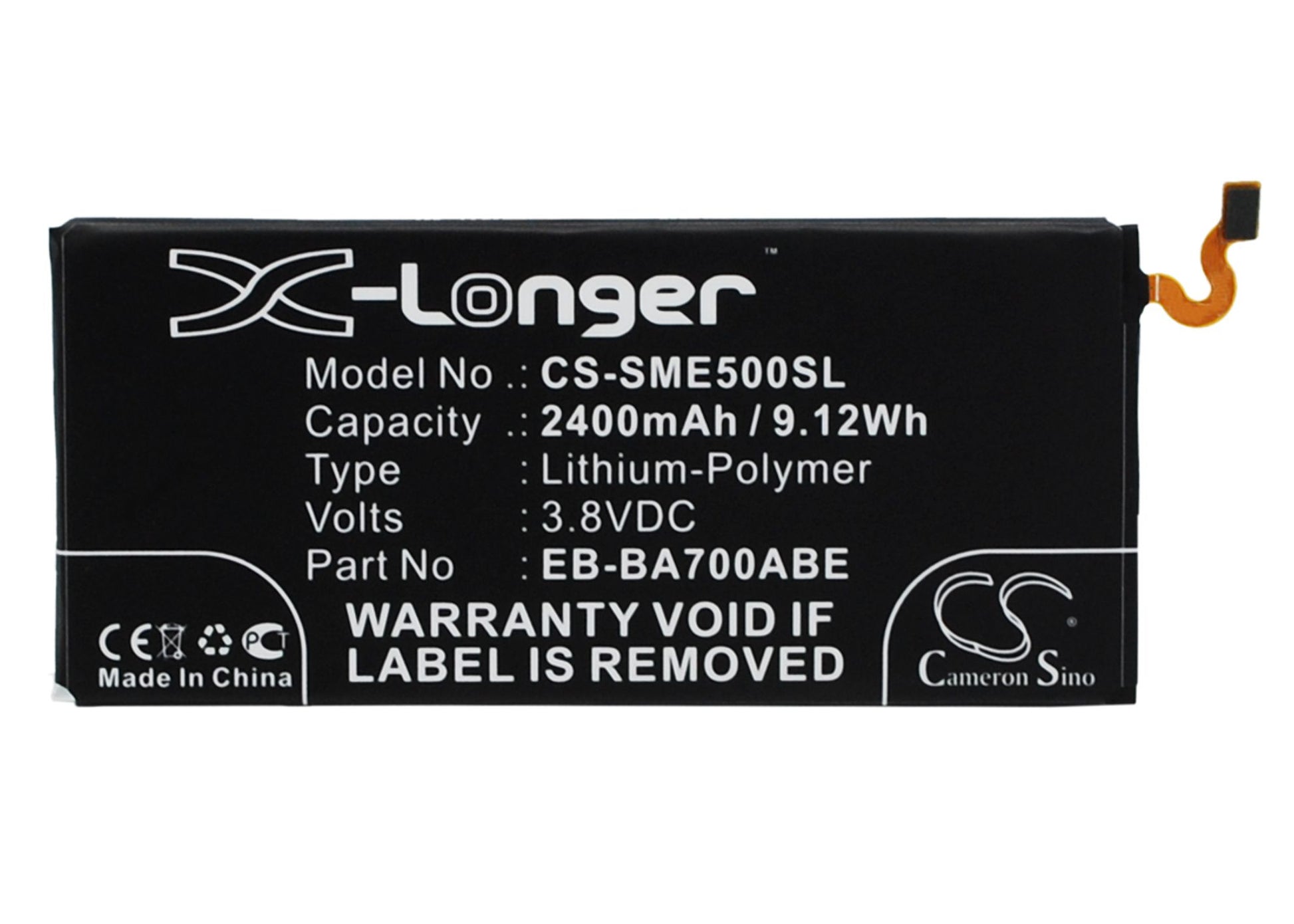 3.8V 2400mAh/9.12Wh Li-Polymer Mobile/SmartPhone Battery for Samsung