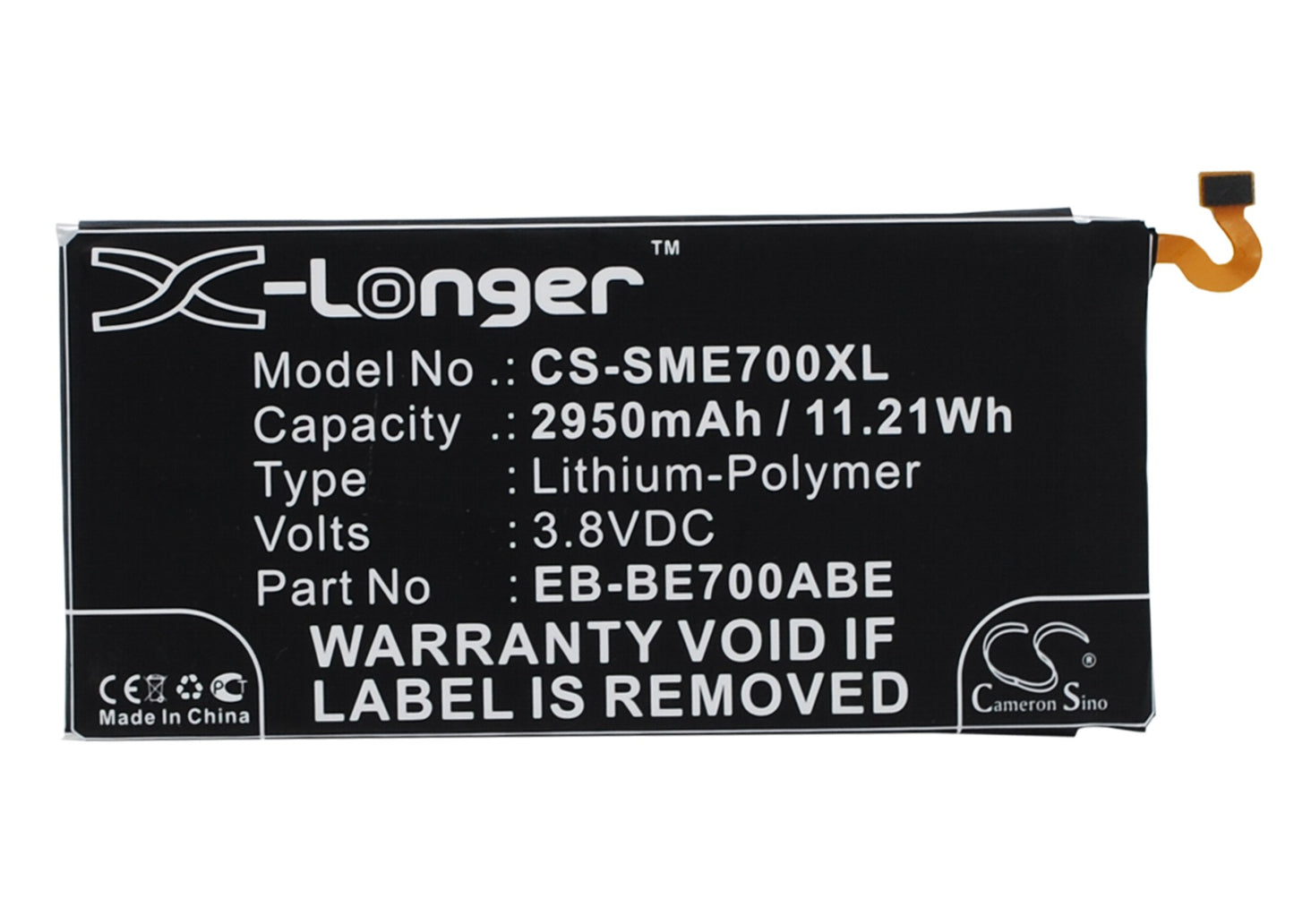 3.8V 2950mAh/11.21Wh Li-Polymer Mobile/SmartPhone Battery for Samsung