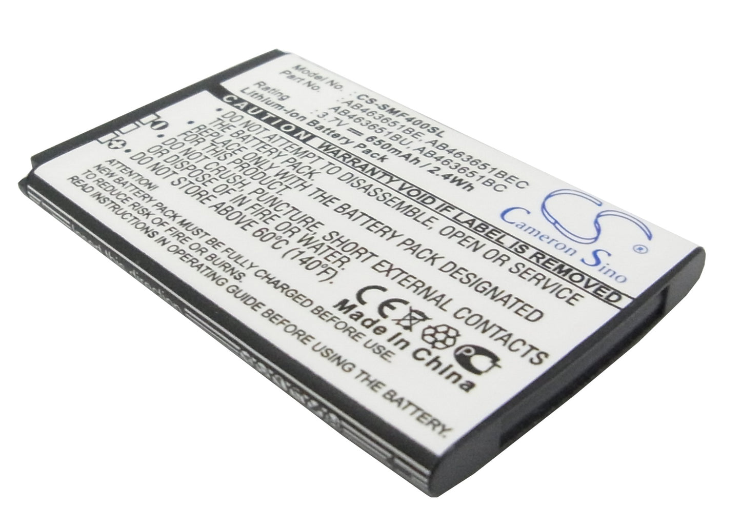 3.7V 650mAh/2.41Wh Li-ion Mobile/SmartPhone Battery for Samsung