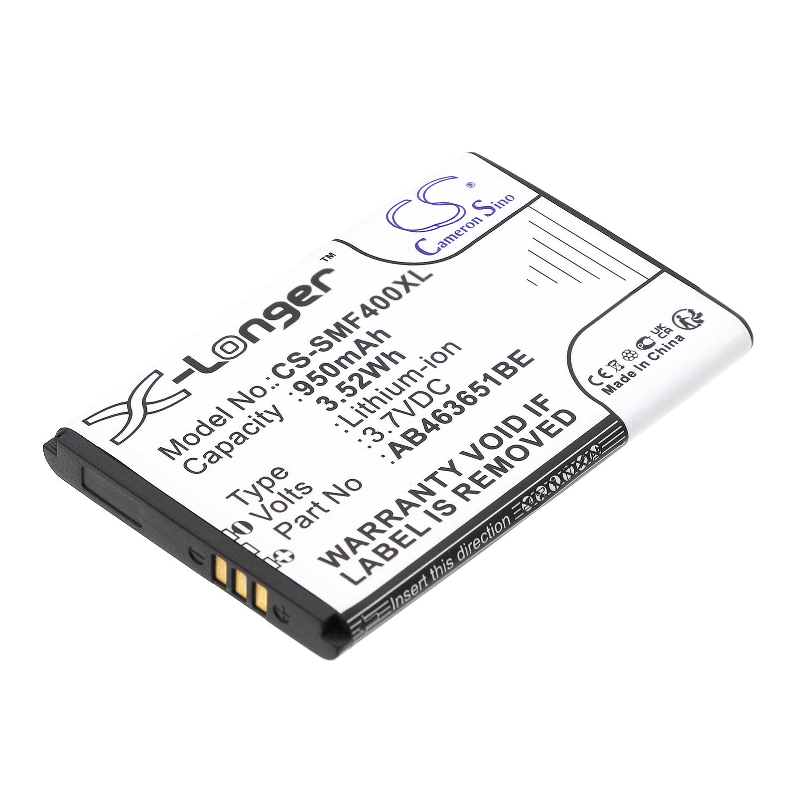 3.7V 950mAh/3.52Wh Li-ion Mobile/SmartPhone Battery for Samsung