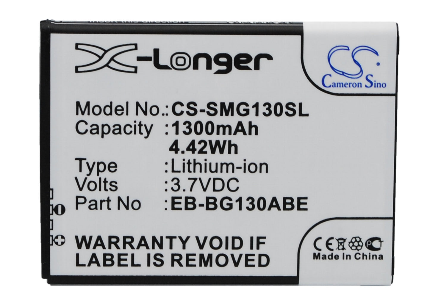 3.7V 1300mAh/4.81Wh Li-ion Mobile/SmartPhone Battery for Samsung