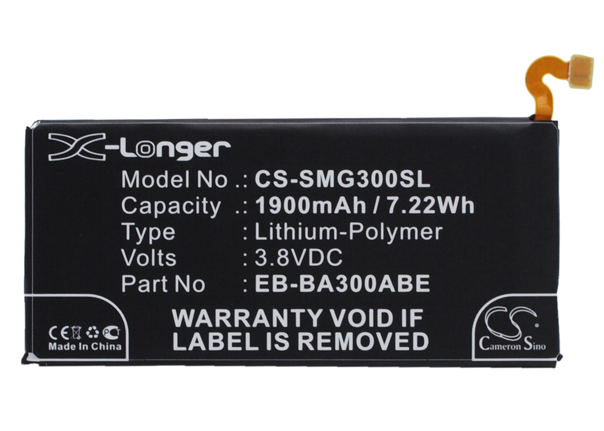 3.8V 1900mAh/7.22Wh Li-Polymer Mobile/SmartPhone Battery for Samsung
