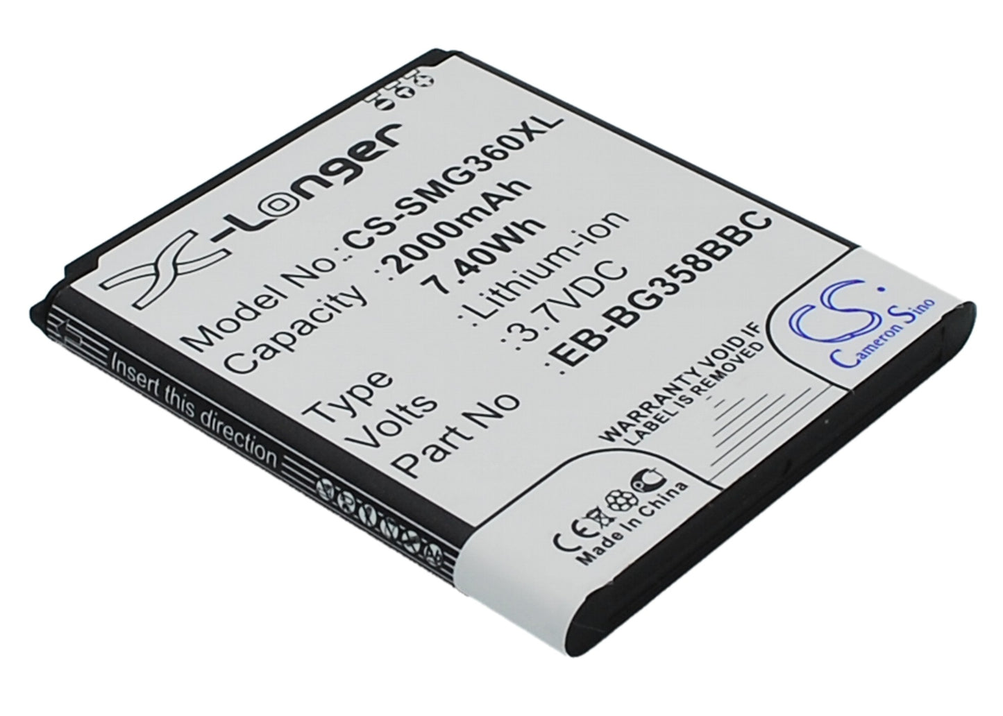 3.7V 2000mAh/7.40Wh Li-ion Mobile/SmartPhone Battery for Samsung