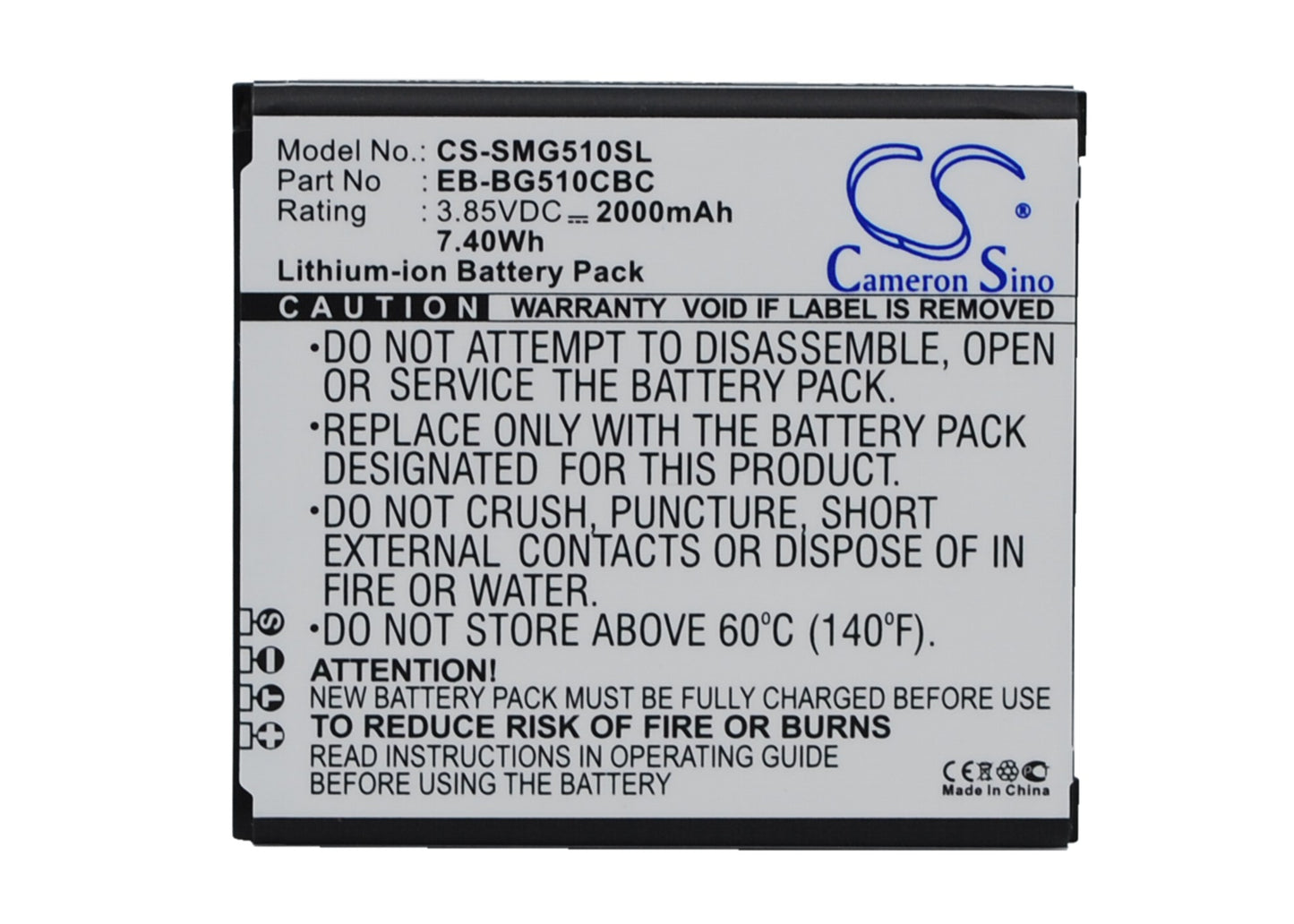3.85V 2000mAh/7.60Wh Li-ion Mobile/SmartPhone Battery for Samsung