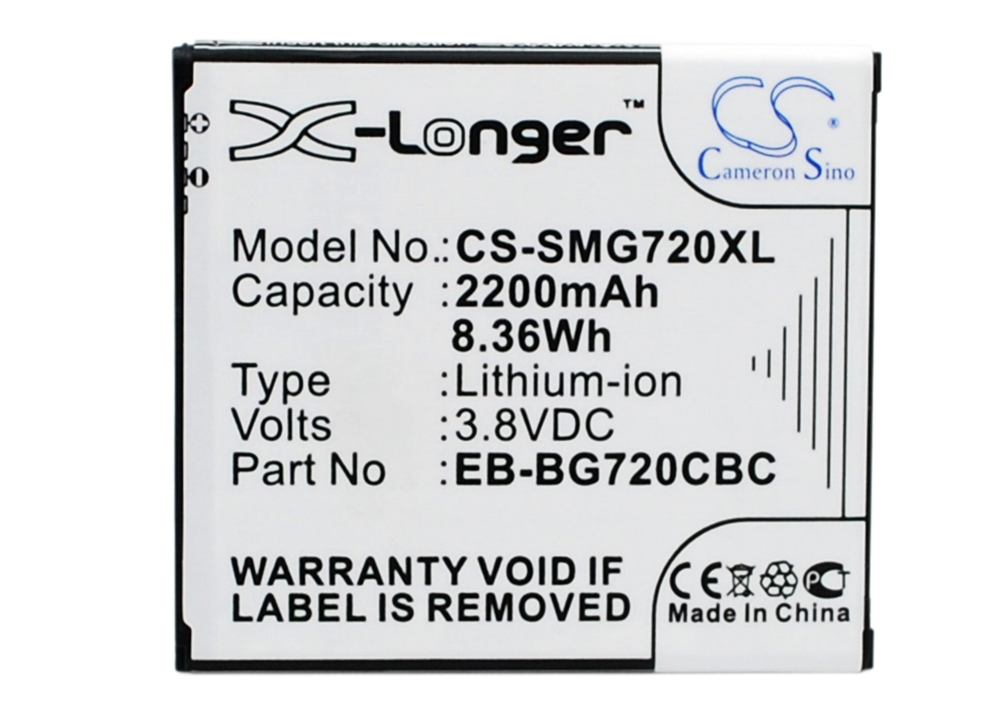 3.8V 2200mAh/8.36Wh Li-ion Mobile/SmartPhone Battery for Samsung